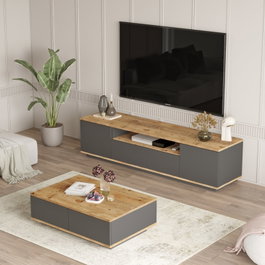 Hanah Home Conjunto de muebles de salón FR17-AA en Pino Atlántico y Antracita